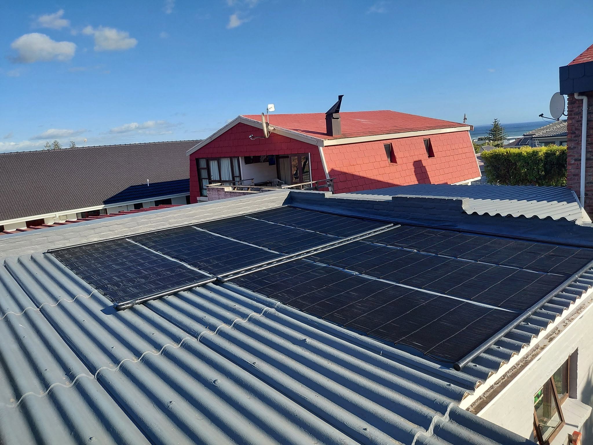 Recent GridFree roof-mounted solar pool heating installation