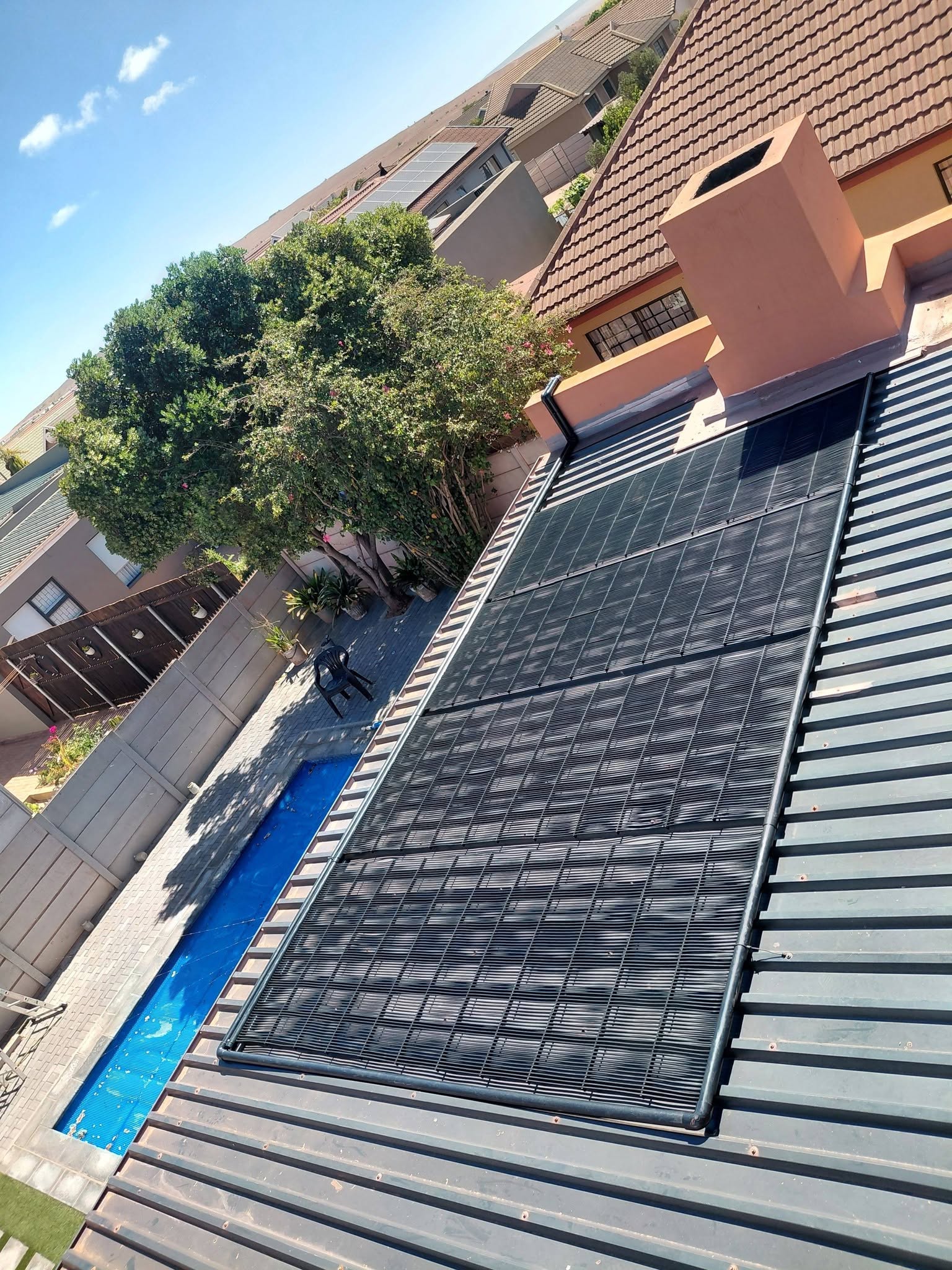 Recent GridFree roof-mounted solar pool heating installation